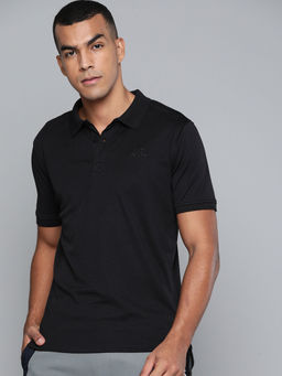 Alcis - Men Black Solid Polo Collar Polo T-Shirt