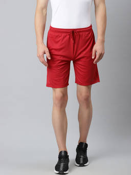 Alcis - Men Red Slim Fit Mid-Rise Sports Shorts