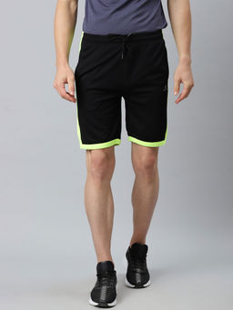 Alcis - Men Black Solid Slim Fit Mid-Rise Sports Shorts