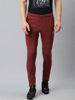 Alcis - Men Maroon Solid Slim Fit Mid-Rise Track pant