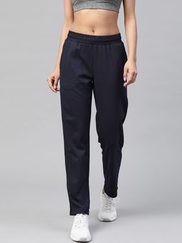 Alcis - Women Navy Blue Slim Fit Solid Knitted Track Pants
