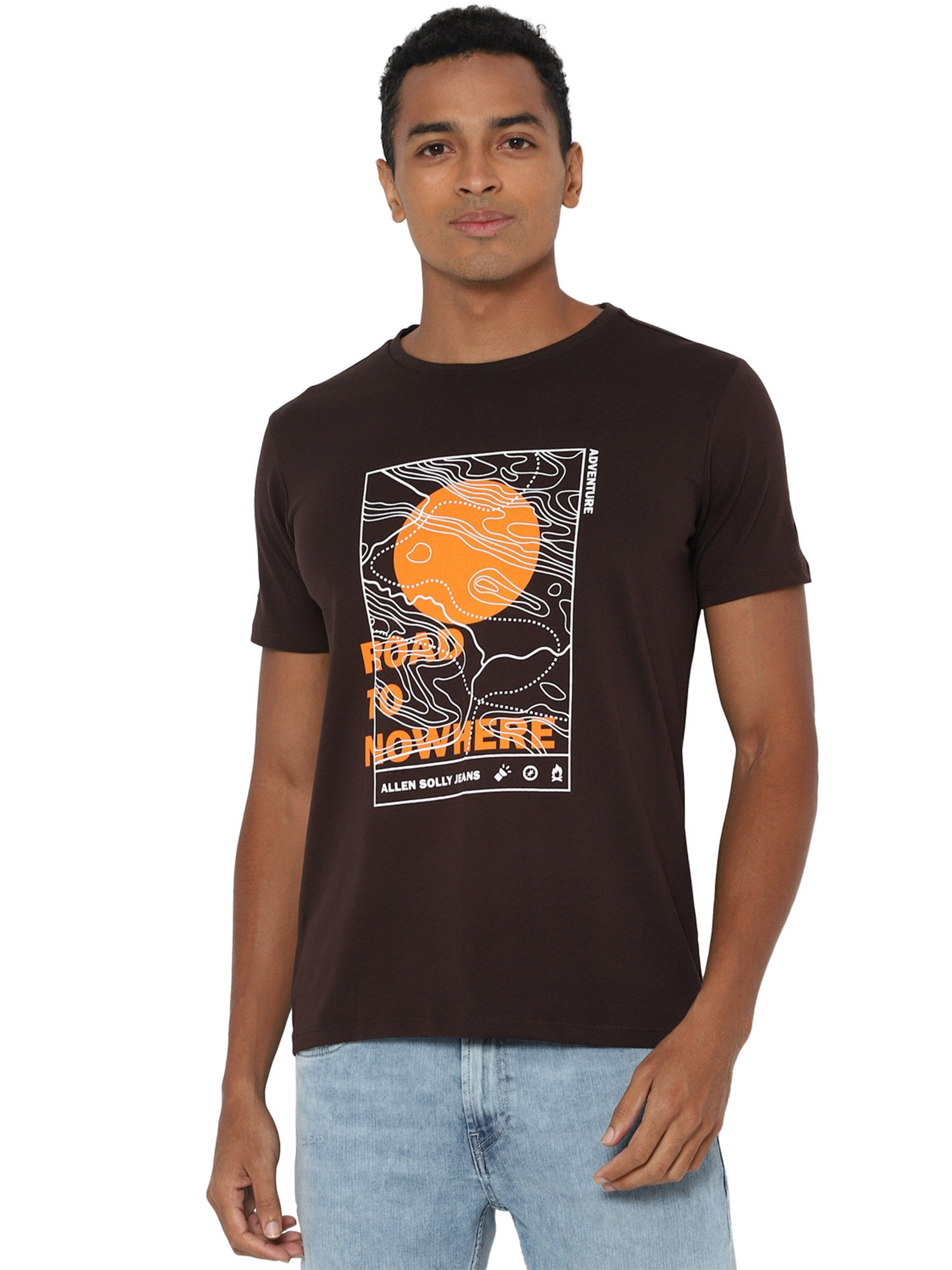 Solly Jeans Co Printed Brown T Shirt 