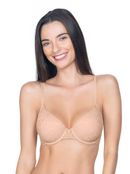 Amante - Floral Romance Padded Wired T-Shirt Bra - Nude