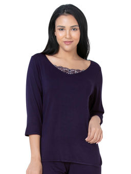 Amante - Lace Touch Sleep Top - Blue