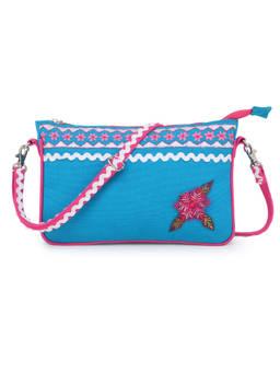 Anekaant - Blue Embroidered Canvas Sling and Cross bags