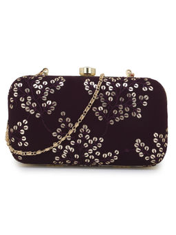 Anekaant - Purple Embellished Sequined Silk Clutches