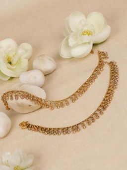 Priyaasi - Set of 2Gold Plated Kundan Studded Heavy Anklets