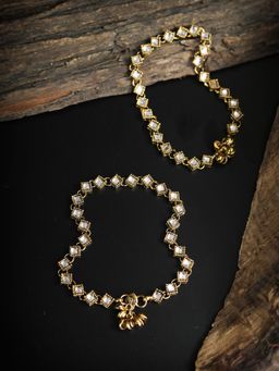 Priyaasi - Kundan Studded Gold Plated Anklets