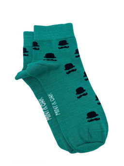 Mint & Oak - Men & Moustache Green Ankle Socks for Men