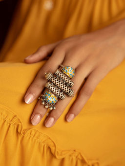 Shaya by CaratLane - Multi-Color Antique Srasta Step Ring