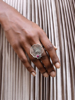 Shaya by CaratLane - Sterling Silver Oxidised Rise Above Fear Ring