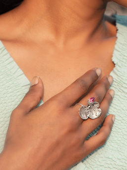 Shaya by CaratLane - Sterling Silver Oxidised Rise Above Stigma Ring