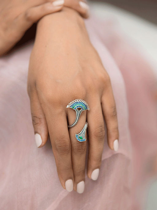 Shaya by CaratLane 925 Silver Shaya by CaratLane Multi-Color Sterling Silver Ring