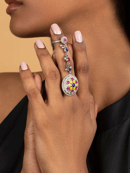 Shaya by CaratLane - Phulwadi Work Knuckle Sterling Silver Ring