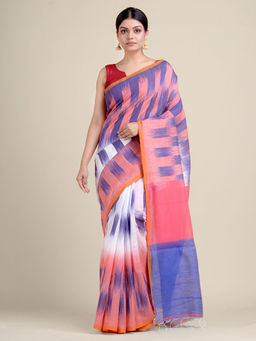 CHARUKRITI - Multicolour Ikkat Handloom Saree With Un-Stitched Blouse