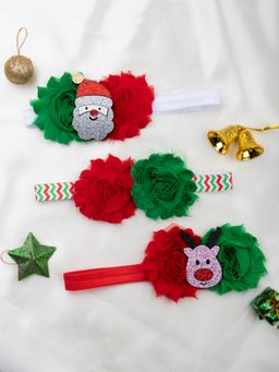 Arendelle - Christmas Pack of 3 Fabric Stretch Santa and Reindeer Hairband