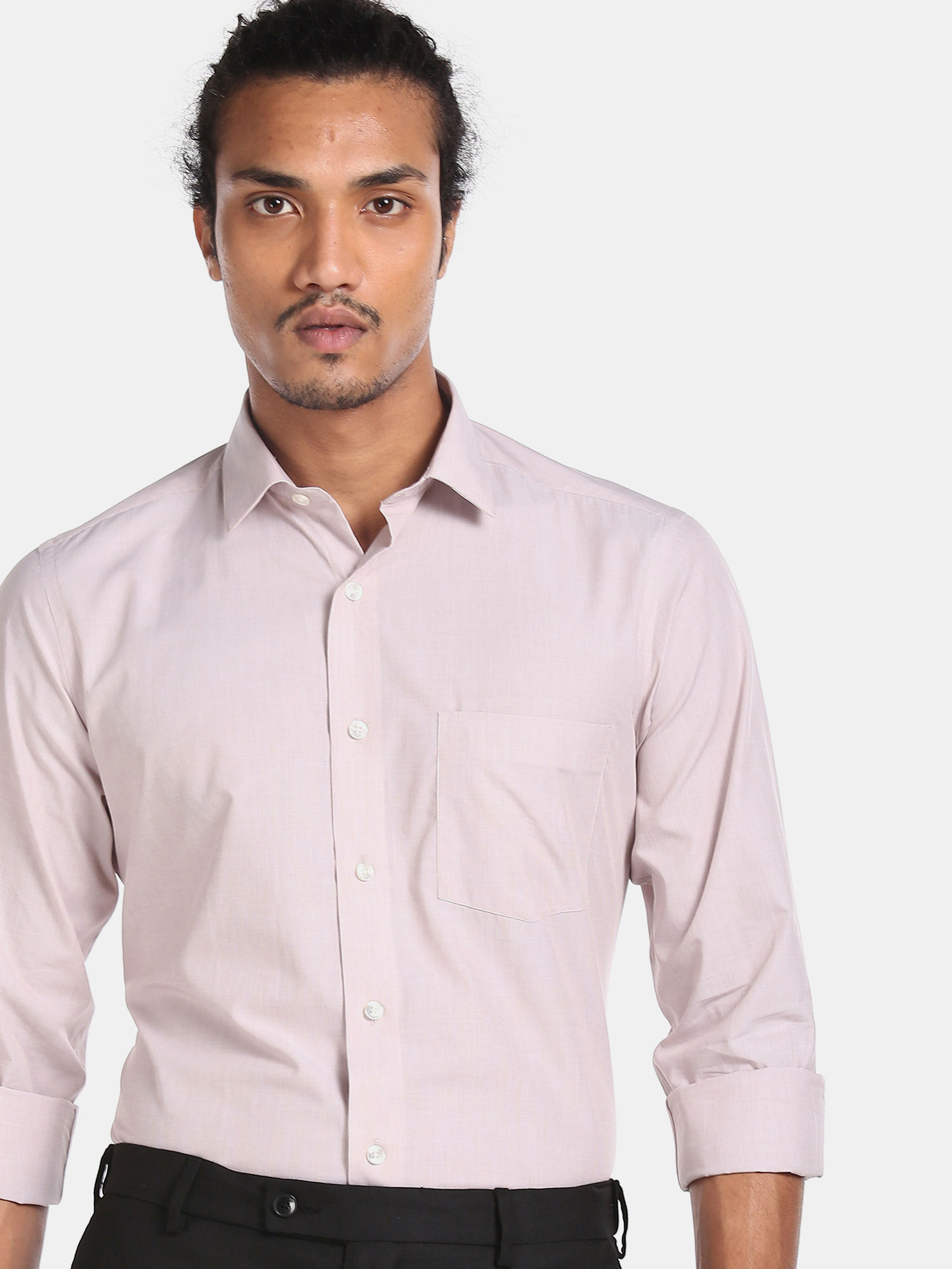 Buy Arrow Beige Solid Formal Shirt 