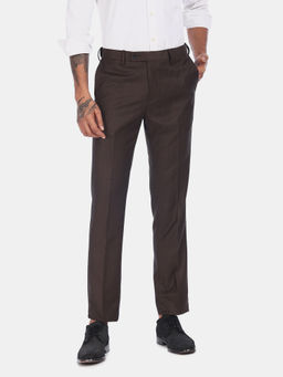 Arrow - Men Brown Mid Rise Solid Formal Trouser