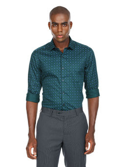 Arrow - Men Dark Green Printed Cotton Formal Shirt