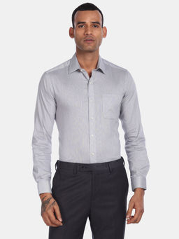 Arrow - Men Grey Spread Collar Striped Formal Shirt