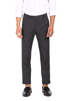 Arrow - Men Dark Grey Mid Rise Solid formal Trouser