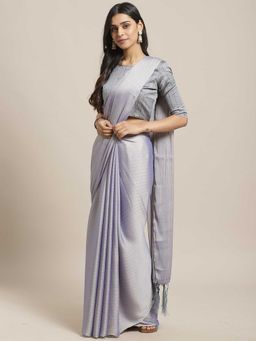 Sareemall - Purple Poly Georgette Saree With Unstitched Blouse