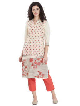 Biba - Off White Printed Kurta