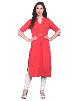 Biba - Coral Straight Solid Kurta