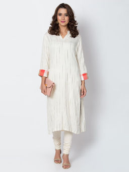Biba - Off White Stripes Kurta
