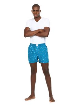 U.S. POLO ASSN. - Men Blue Elasticized Waist Printed Boxer Shorts