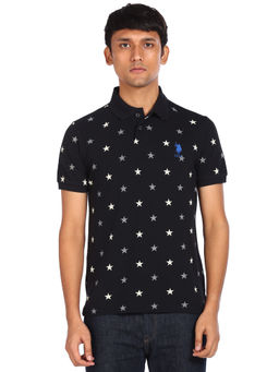 U.S. POLO ASSN. - Black Printed Polo T-Shirts