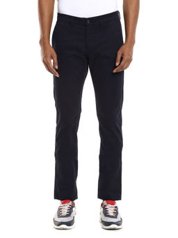 Arrow - Sports Men Navy Blue Mid Rise Flat Front Casual Trousers