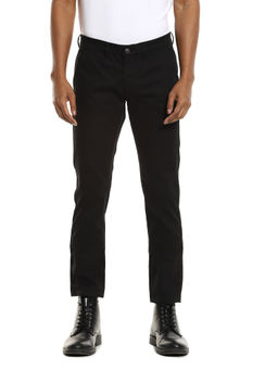 Arrow - Sports Men Black Mid Rise Solid Casual Trousers