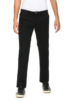 Arrow - Sports Men Black Mid Rise Solid Casual Trousers