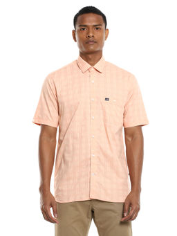 Arrow - Sports Men Orange Short Sleeve Woven Check Casual Shirt
