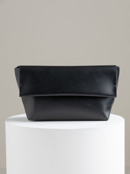Perona - Solid Lwa Black Evening Clutch