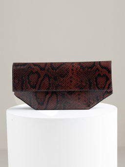 Perona - Animal Print Kei Dark Brown Evening Clutch