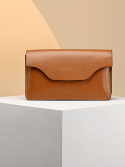 Perona - Solid Kaiya Brown Evening Bag