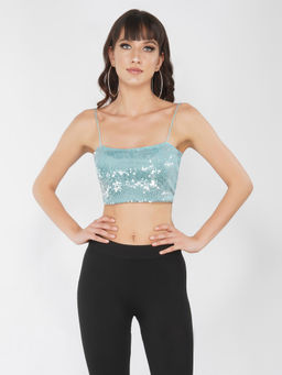 Attic Salt - Glistening Strappy Blue Tank Top