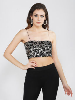 Attic Salt - Leopard Silver Strappy Tank Top