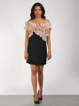 Attic Salt - Blush Pink Ruffled Bodycon Dress