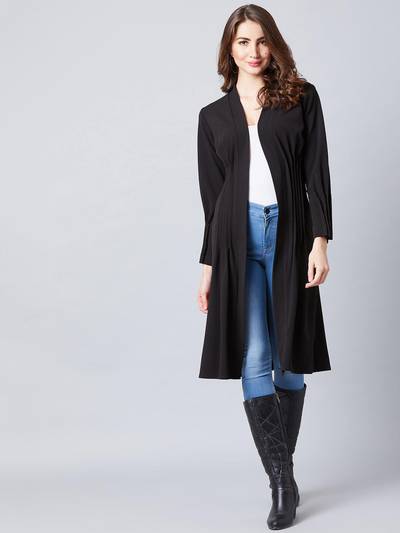 Black Self Design Casual Shrug