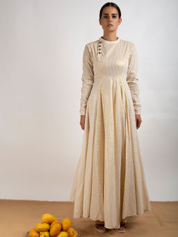 RISHI & VIBHUTI - Beige Mastani Long Sleeve Dress - Customisable