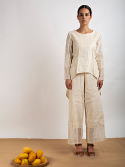 RISHI & VIBHUTI - Beige High Low Tunic - Customisable