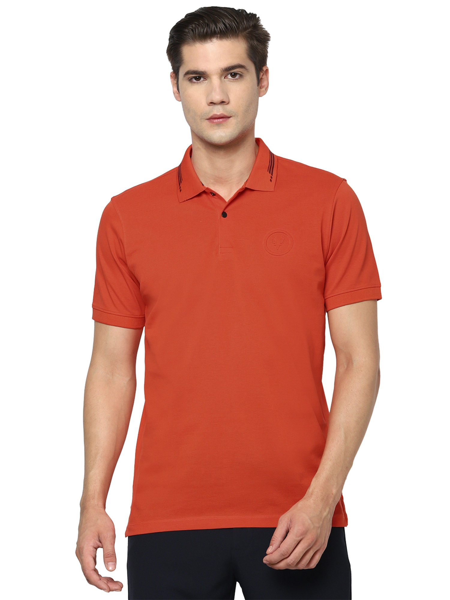 Buy Allen Solly Solid Orange T Shirt 