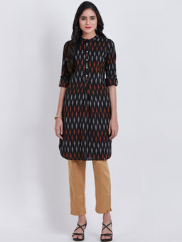 Biba - Black Straight Printed Kurta