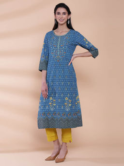 Biba - Teal Printed Kurta