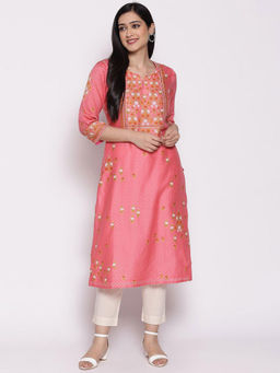 Biba - Pink Cotton Silk Kurti