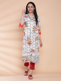 Biba - Off White Printed Kurta