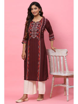 Biba - Maroon Art Silk Short Kurti
